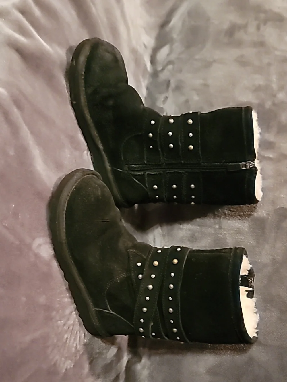 UGG Black Studded Shearling-Lined Kids Boots